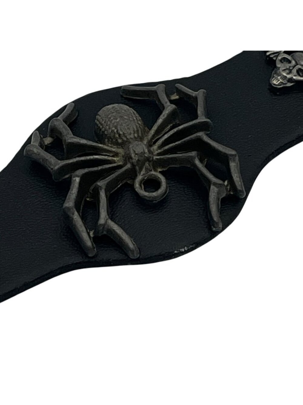 Gothic Spider Bat Faux Leather Bracelet Black Snap Halloween Punk NEW